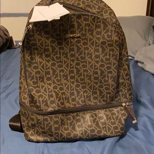 Calvin Klein Brown Leather back pack BRAND NEW
